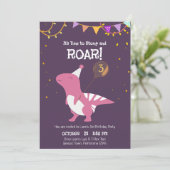 Stomp en brullen 3e verjaardag kaart (Staand voorkant)