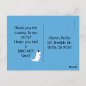 Stomp en Chomp Bedankt Dinosaur Birthday Blue Briefkaart (Achterkant)