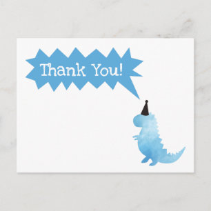 Stomp en Chomp Bedankt Dinosaur Birthday Blue Briefkaart