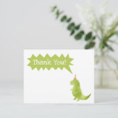 Stomp en Chomp Green Dinosaur Theme Bedankt Feestdagenkaart (Staand voorkant)