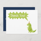 Stomp en Chomp Green Dinosaur Theme Bedankt Feestdagenkaart (Voorkant / Achterkant)