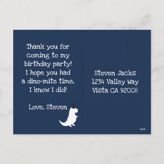 Stomp en Chomp Green Dinosaur Theme Bedankt Feestdagenkaart (Achterkant)