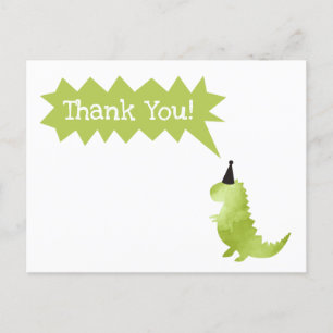 Stomp en Chomp Green Dinosaur Theme Bedankt Feestdagenkaart