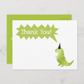 Stomp en Chomp Green Dinosaur Theme Bedankt Feestdagenkaart (Voorkant / Achterkant)