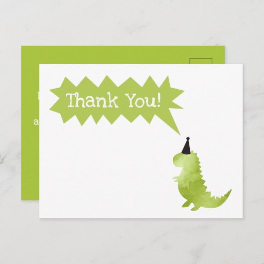 Stomp en Chomp Green Dinosaur Theme Bedankt Feestdagenkaart (Voorkant / Achterkant)