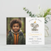 Stomp on Over, Schattigee Olifant kind's verjaarda Kaart (Staand voorkant)