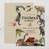 Stomp op Dino Verjaardag Kaart (Voorkant / Achterkant)