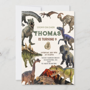 Stomp op Dino verjaardagsfeestje uitnodiging