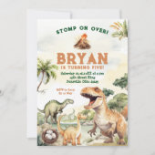 Stomp op over Dino Boy Dinosaur verjaardagsfeestje Kaart (Voorkant)
