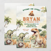 Stomp op over Dino Boy Dinosaur verjaardagsfeestje Kaart (Voorkant / Achterkant)