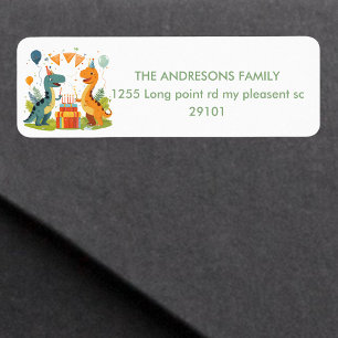 Stomp op over dinosaurus verjaardagsfeestje etiket