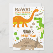 Stomp op over dinosaurus verjaardagsuitnodiging kaart (Voorkant)