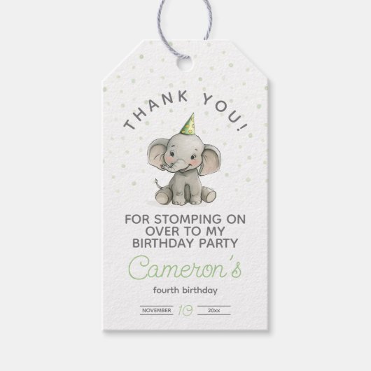 Stomp op over, Schattigee olifant Cadeaulabel (Voorkant)