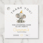 Stomp op Over, Schattigee Olifant kinderen verjaar Bedankjes Labels (Voorkant)