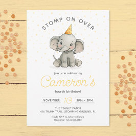 Stomp op Over, Schattigee Olifant kinderen verjaar Kaart