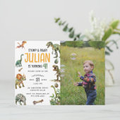 Stomp Roar Dinosaur Baby shower Kaart (Staand voorkant)