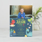 STOMP & ROAR draaien 4 Dinosaurus Verjaardag Kaart (Staand voorkant)