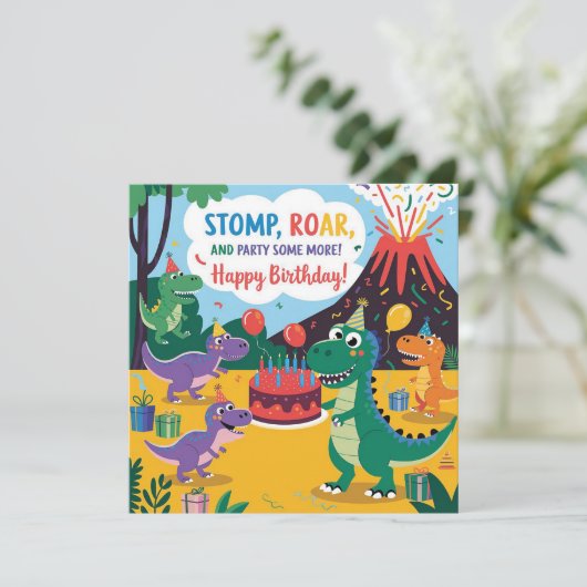"Stomp, Roar & Party nog wat meer - Dino Kinder De Kaart (Staand voorkant)