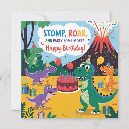 "Stomp, Roar & Party nog wat meer - Dino Kinder De Kaart (Voorkant)