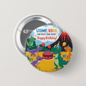 "Stomp, Roar & Party nog wat meer - Dino Kinder De Ronde Button 5,7 Cm (Voorkant /achterkant)