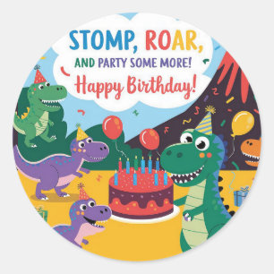 "Stomp, Roar & Party nog wat meer - Dino Kinder De Ronde Sticker