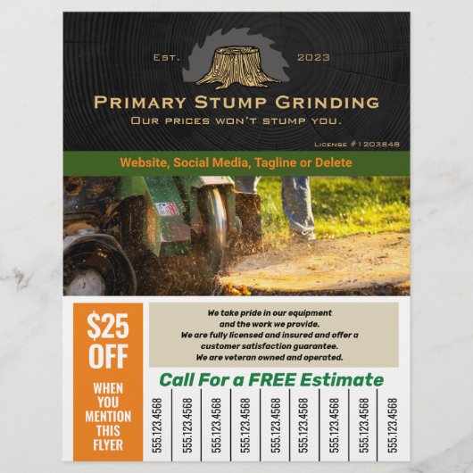 Stomp slijpen, Tree Removal Service Flyer (Voorkant)