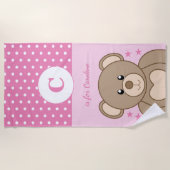 Stomp teddy polka stipt roze en wit strandlaken (Voorkant)