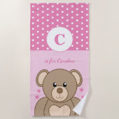 Stomp teddy polka stipt roze en wit strandlaken (Voorkant)