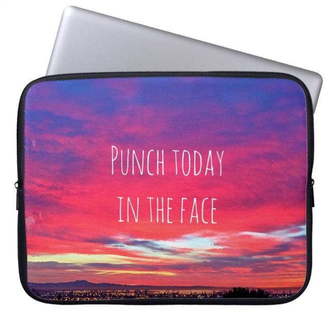 Stomp vandaag in het gezicht Hot Pink Blue Sunset  Laptop Sleeve (Voorkant)