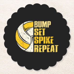 Stomp Zet Prik Herhaal Volleybal Grappig Kartonnen Onderzetters