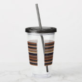 Stompblauwe strepen acryl drinkbeker (Links)