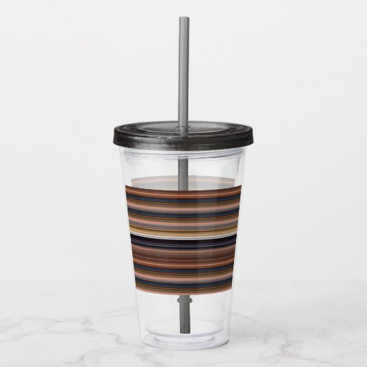 Stompblauwe strepen acryl drinkbeker (Voorkant)