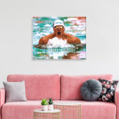 Stompdrager in de pool met waterdruppels canvas afdruk (Insitu (Woonkamer))