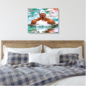 Stompdrager in de pool met waterdruppels canvas afdruk (Insitu (Slaapkamer))