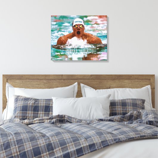 Stompdrager in de pool met waterdruppels canvas afdruk (Insitu (Slaapkamer))