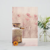 Stompen kan landstijl op hout briefpapier (Staand voorkant)