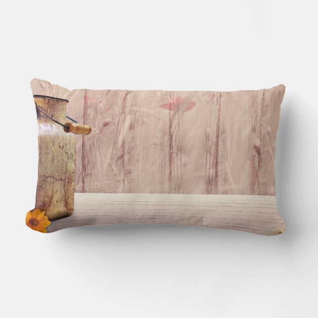 Stompen kan landstijl op hout kussen (Voorkant)