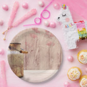 Stompen kan landstijl op hout papieren bordje (Feest)