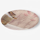 Stompen kan landstijl op hout papieren bordje (Gekanteld)