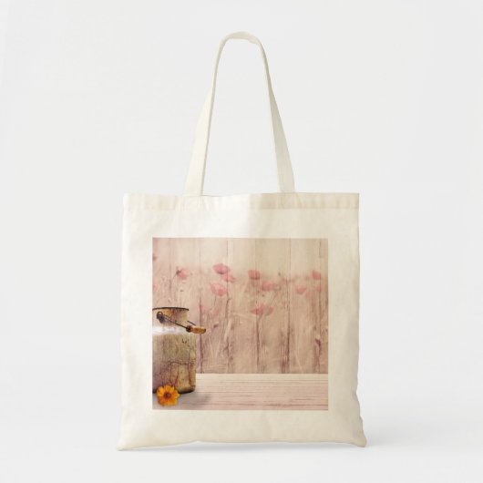 Stompen kan landstijl op hout tote bag (Voorkant)