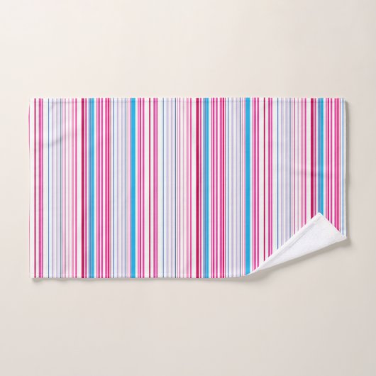 Stompen met blauwe roze strepen bad handdoek (Handdoek)