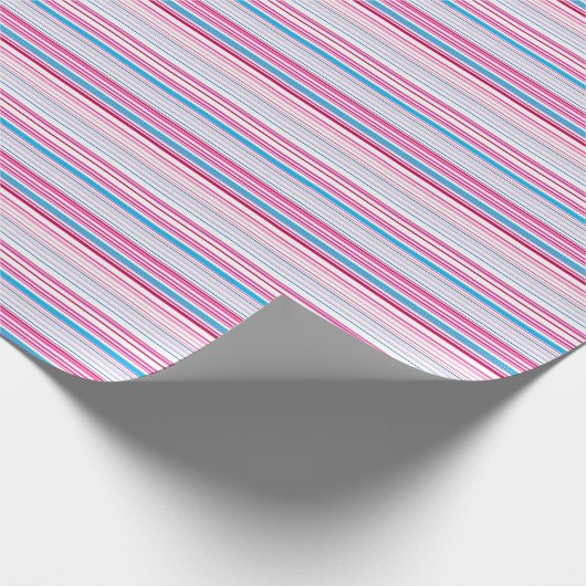 Stompen met blauwe roze strepen cadeaupapier (Hoek)
