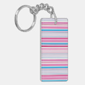 Stompen met blauwe roze strepen sleutelhanger (Voorkant Links)