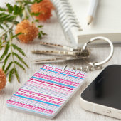 Stompen met blauwe roze strepen sleutelhanger (Voorkant Rechts)