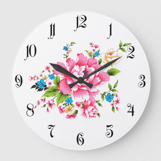 Stompen van Pink Peony Grote Klok (Voorkant)