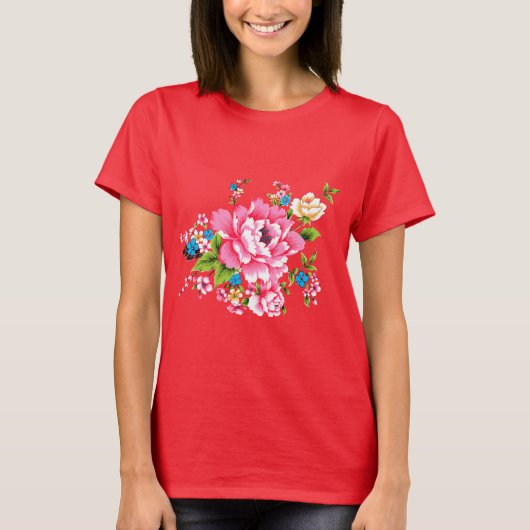 Stompen van Pink Peony T-shirt (Voorkant)