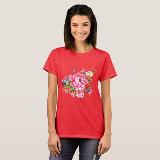 Stompen van Pink Peony T-shirt (Voorkant volledig)