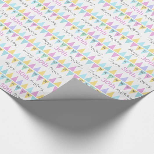 Stompen van vlaggen voor witte verjaardag 30 gepat cadeaupapier (Hoek)