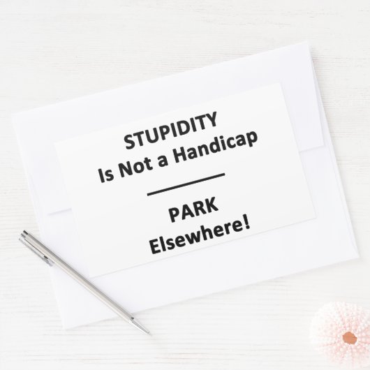 Stompheid is geen Handicap. Rechthoekige Sticker (Envelop)