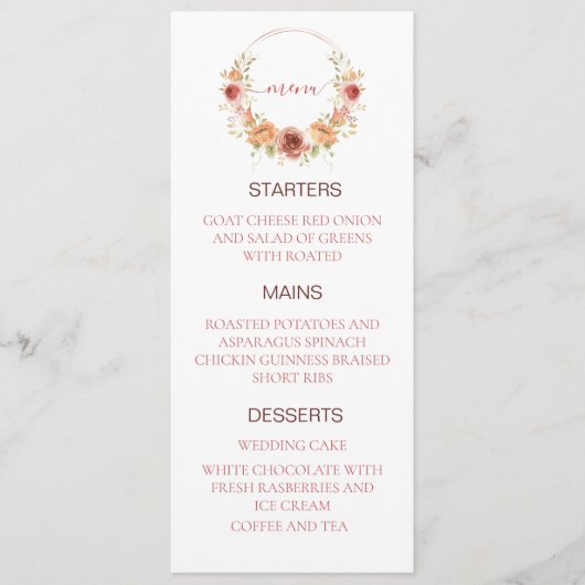 Stompherfst van het huwelijksmenu menu (Voorkant)